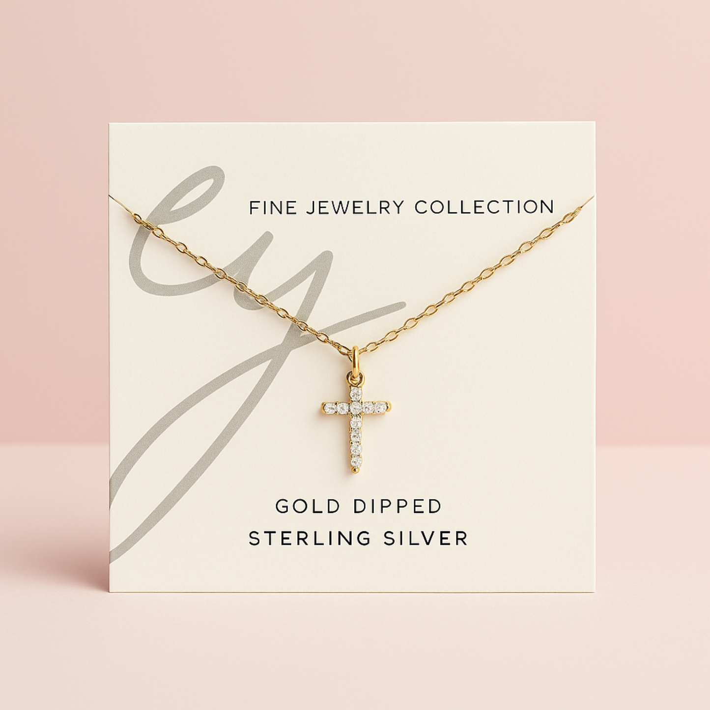 18K Gold Dipped Sterling Silver Dainty Cross Necklace