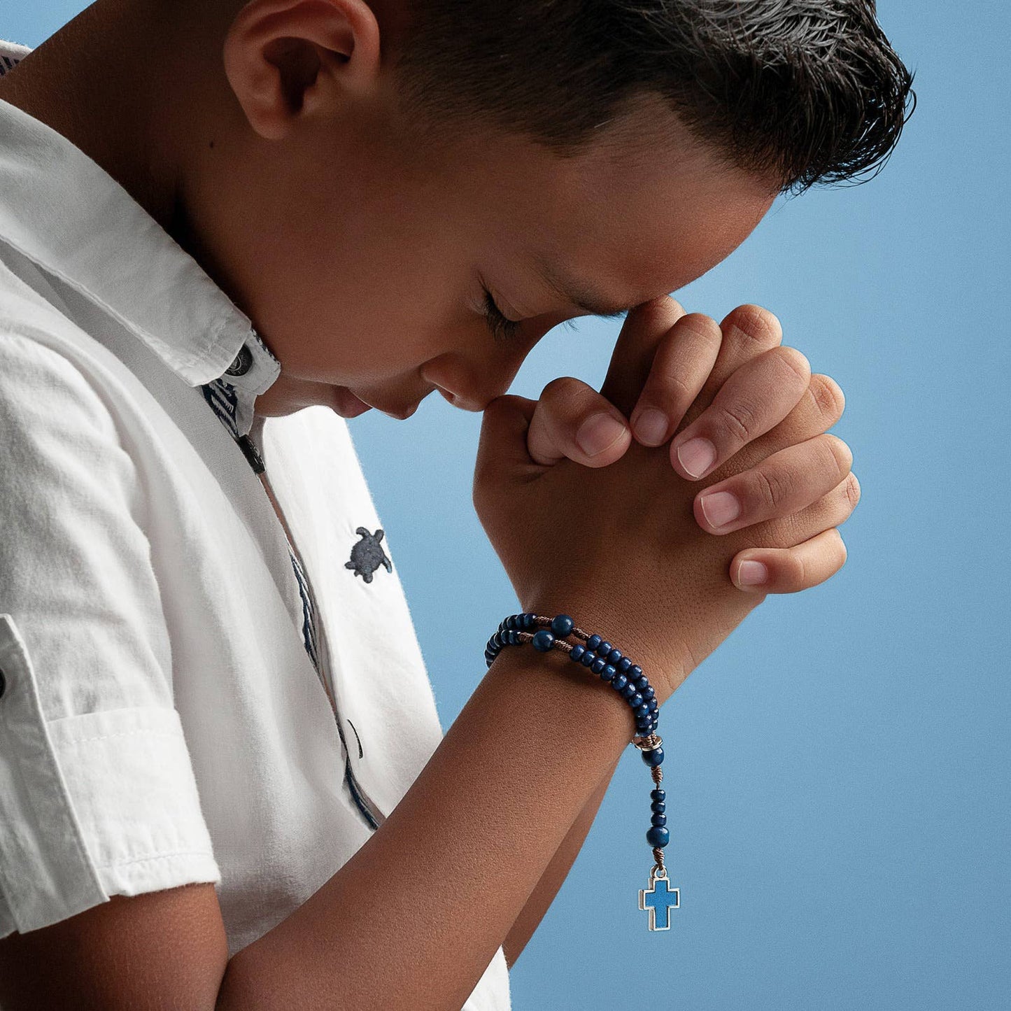 Child's Rosary Bracelet  8" - BLUE