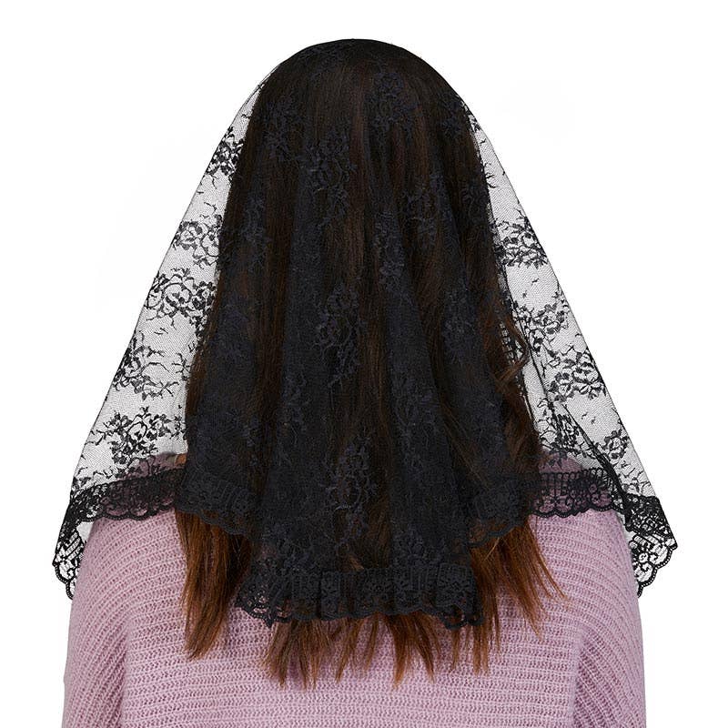Black Lace Traditional Chapel Veil
