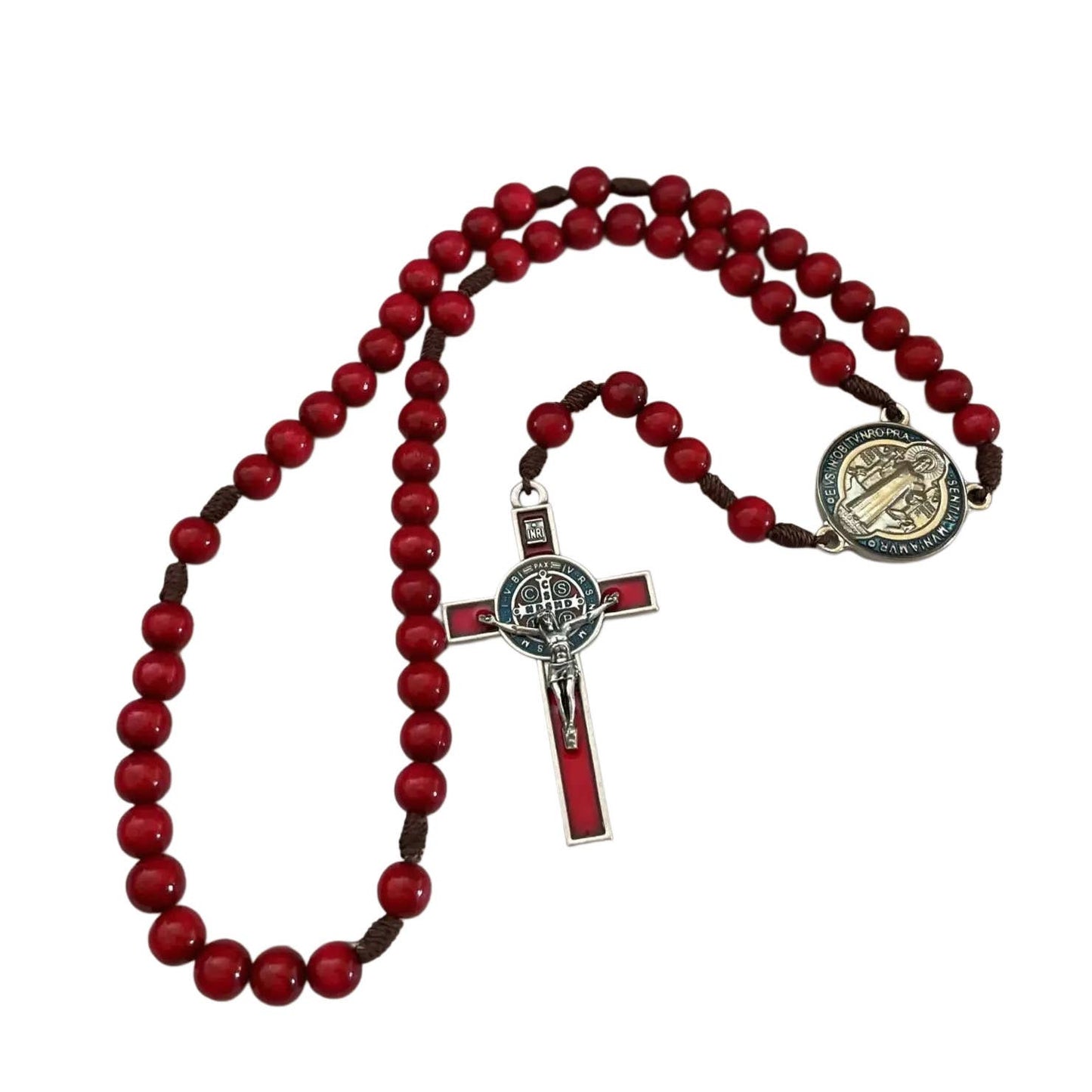 Rosary - St. Benedict Wooden (RED Resin) 20"