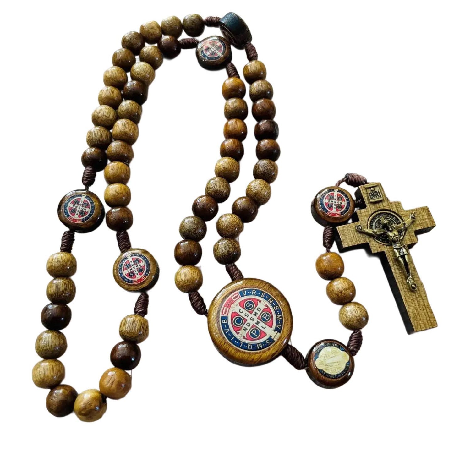 St. Benedict Wooden Rosary   18"