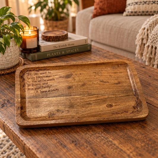 Large rectangular wooden tray