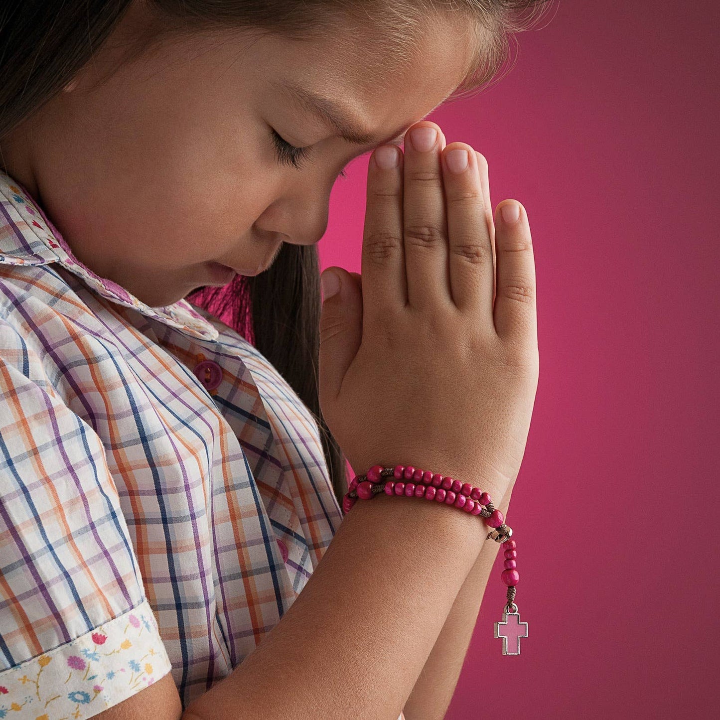 Child's Rosary Bracelet  8" - PINK