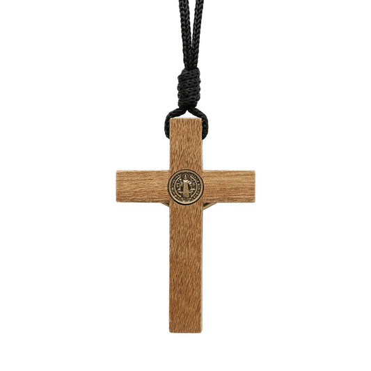 Necklace - St. Benedict Wooden Crucifix 2.75"
