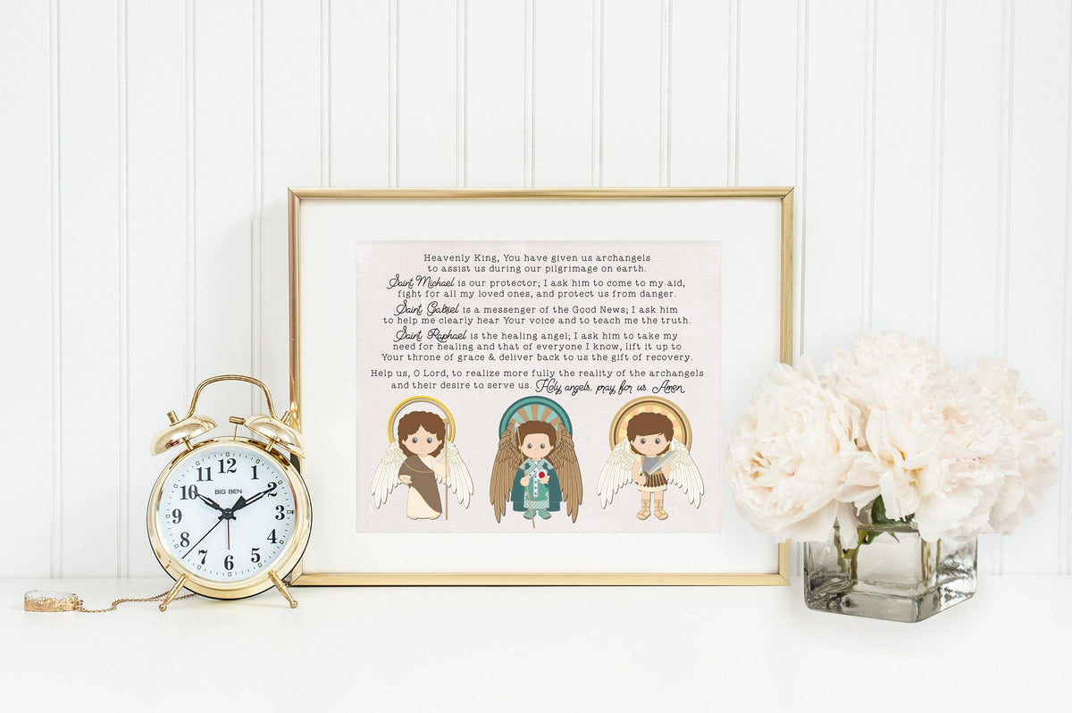 Archangel Michael, Raphael & Gabriel Prayer Print poster