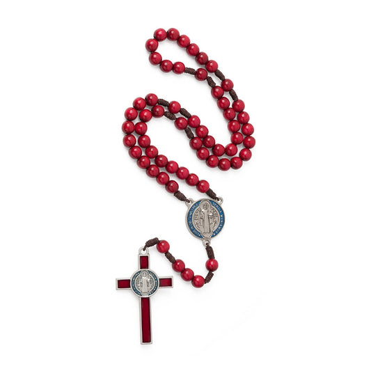 Rosary - St. Benedict Wooden (RED Resin) 20"