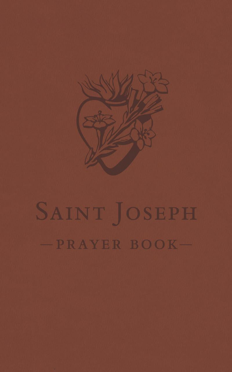 Brown prayer book cover with a heart and cross design on a brown background