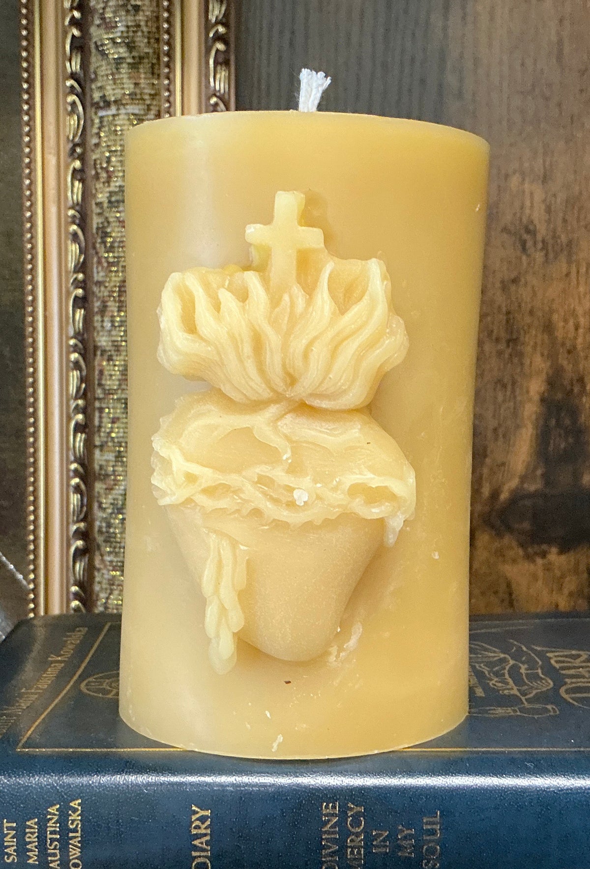 Beeswax Sacred Heart Candle