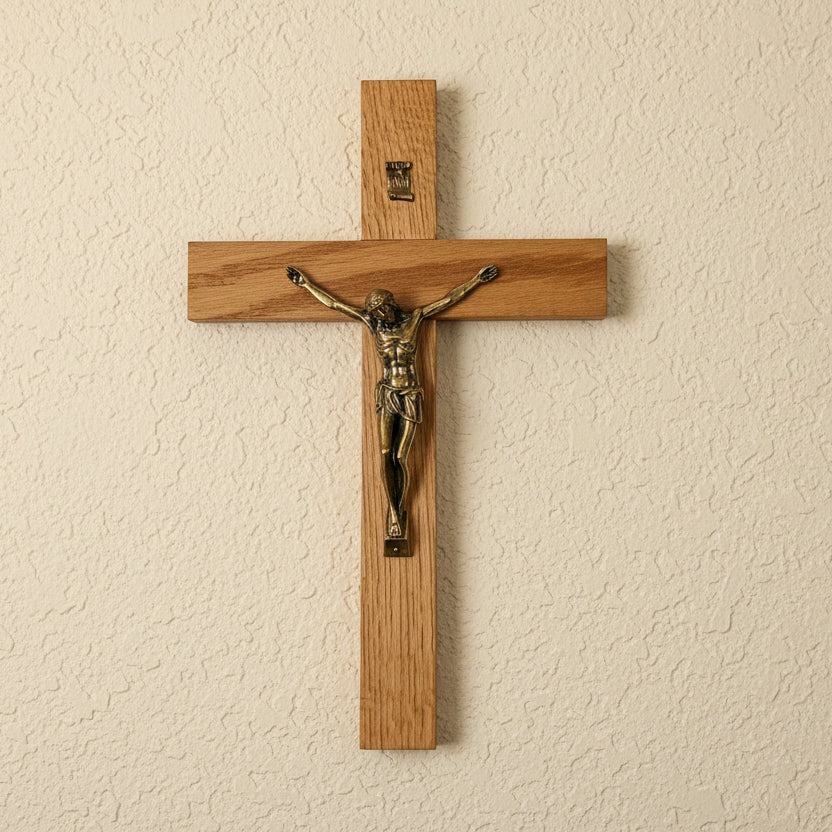 Handmade light wood crucifix