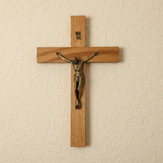 Handmade light wood crucifix