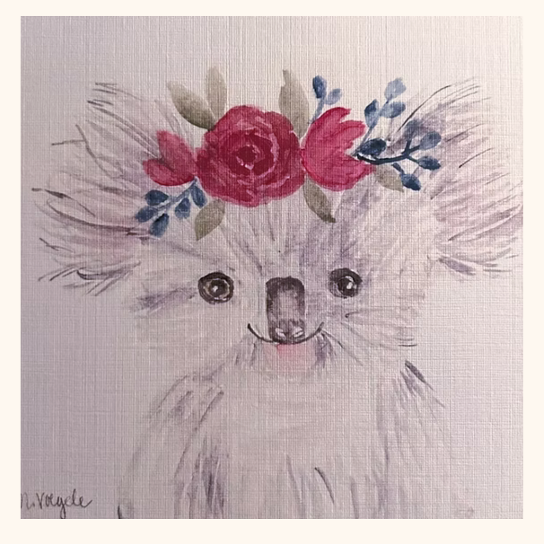 Illustration of a koala with floral headband