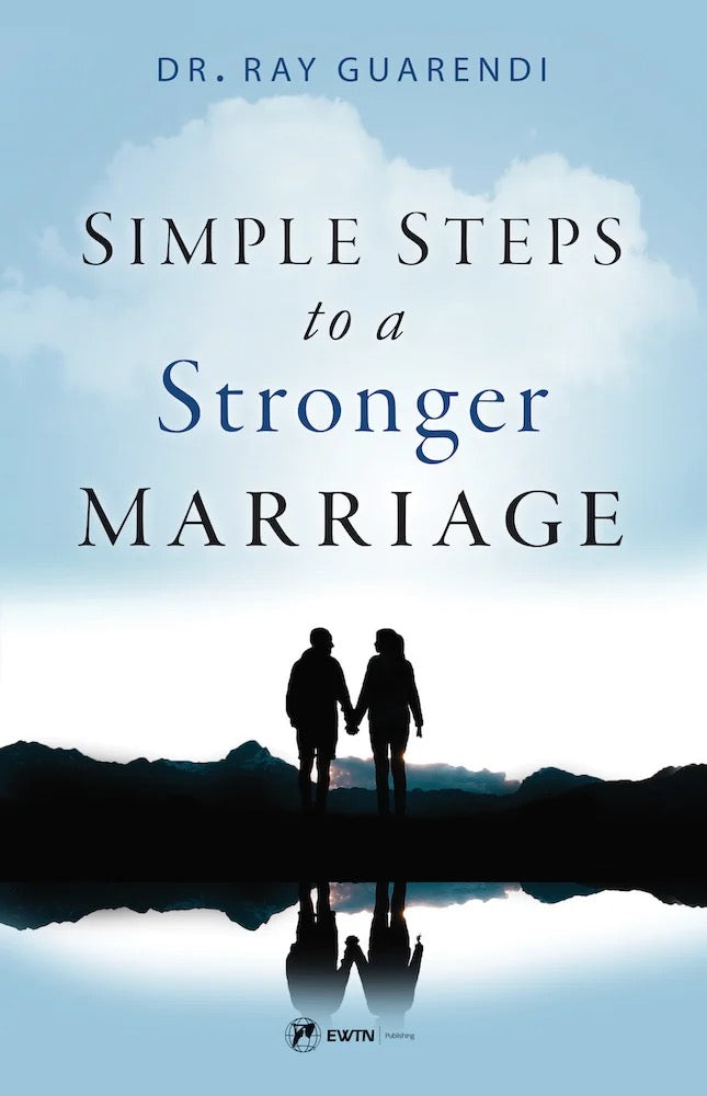 Book cover of 'Simple Steps to a Stronger Marriage' with silhouettes of a couple on a reflective surface.