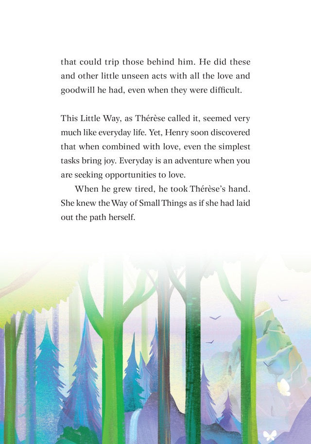 Text overlay on a scenic background of trees and nature