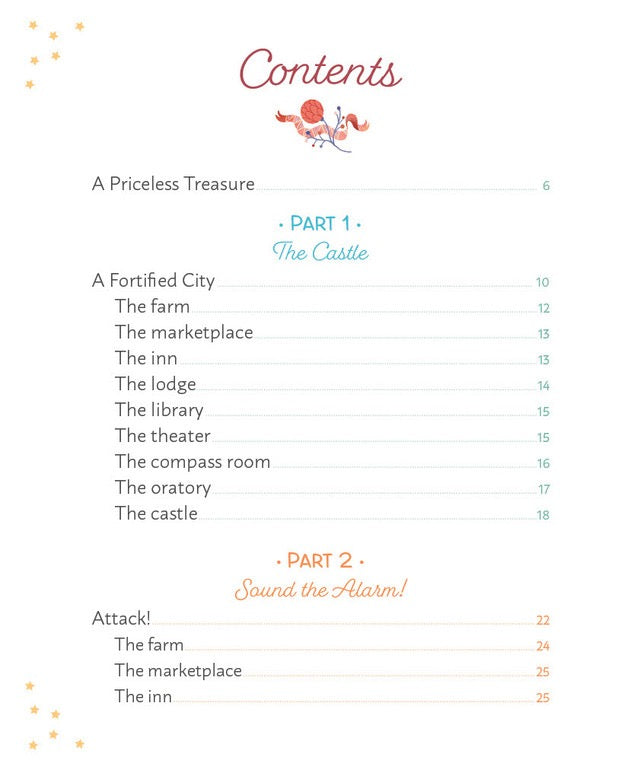 Table of contents for a book or story with chapter titles and page numbers.