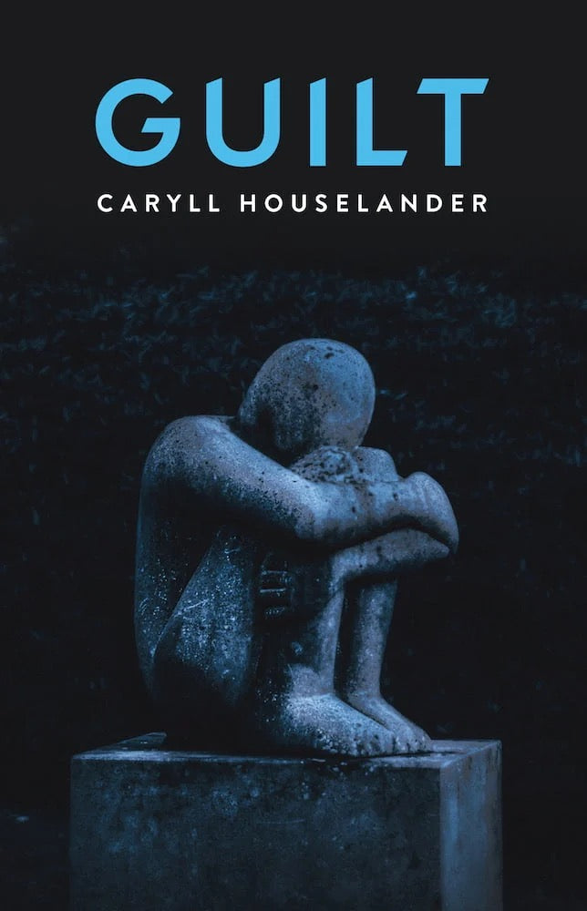Book cover of 'Guilt' by Caryll Houselander featuring a statue against a dark background.