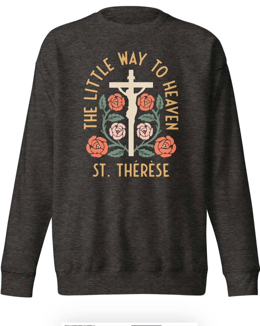 Dark gray sweatshirt with graphic design