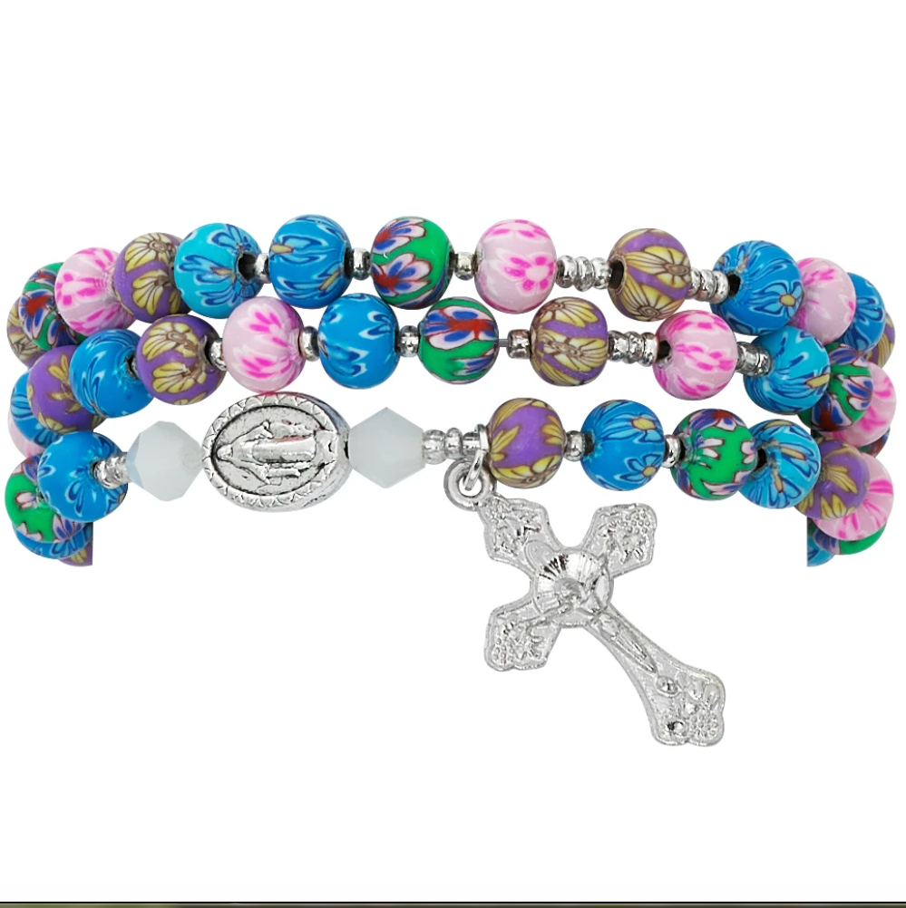 Multicolor Clay Twistable Rosary Bracelet