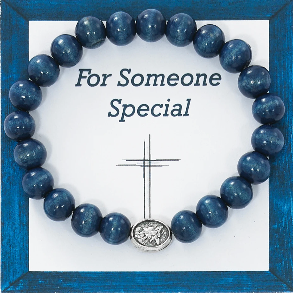 Blue Wood St. Michael Bracelet