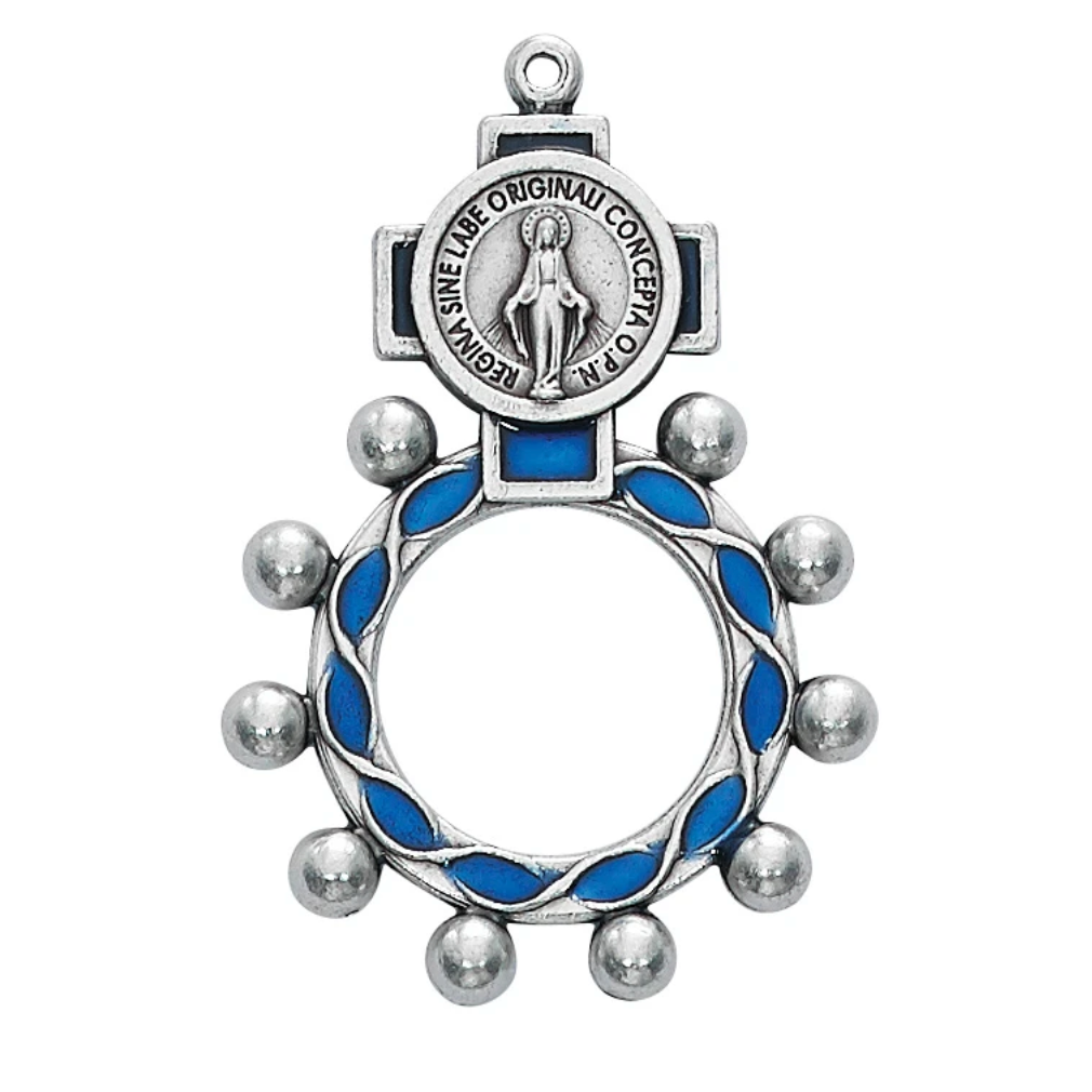 Blue Miraculous Rosary Ring