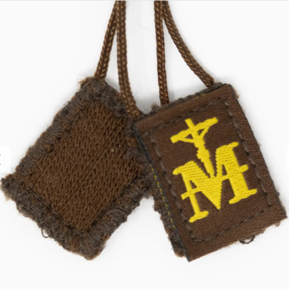 Mini Crucifix Premium Mini Brown Scapular