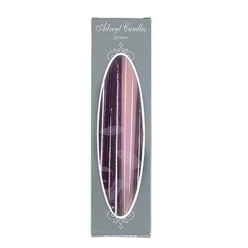 Advent candles in grey box on white background