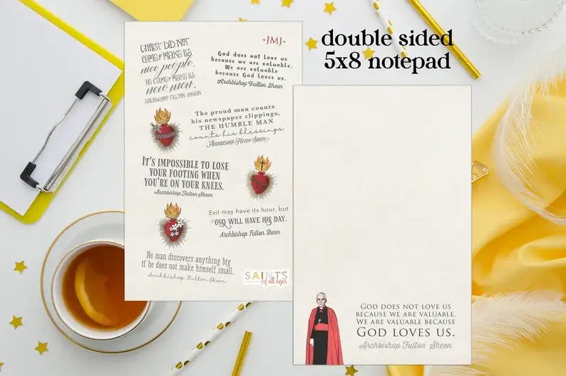 God loves us Fulton Sheen notepad