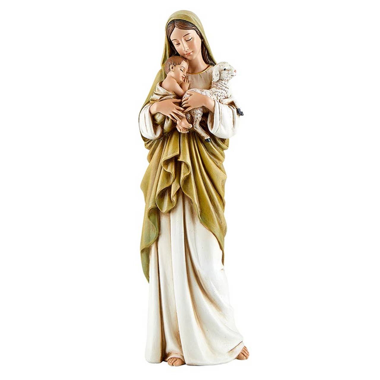 Statue of Mary and the Infant Jesus and a lamb