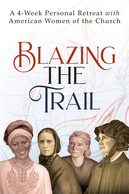 Book cover of 'Blazing the Trail' with illustrations of women and text about a personal retreat.