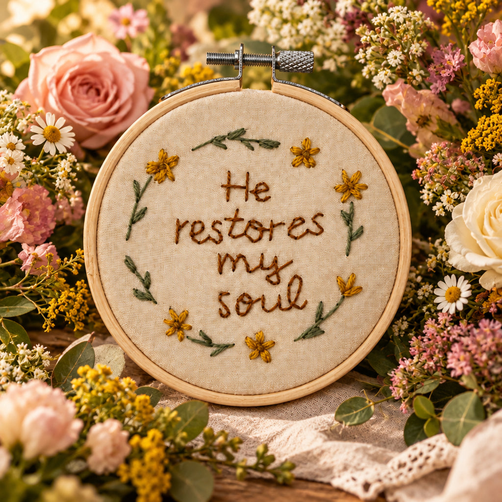 He Restores my Soul Embroidery