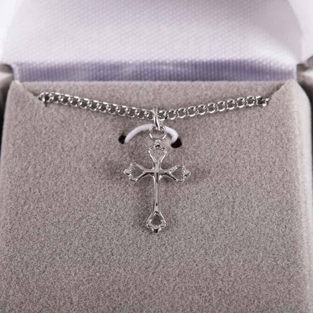Necklace Cross Sterling Silver 16-18"