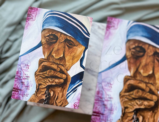 St. Mother Teresa Catholic Art Print – Watercolor Saint Portrait for Prayer Space or Gift
