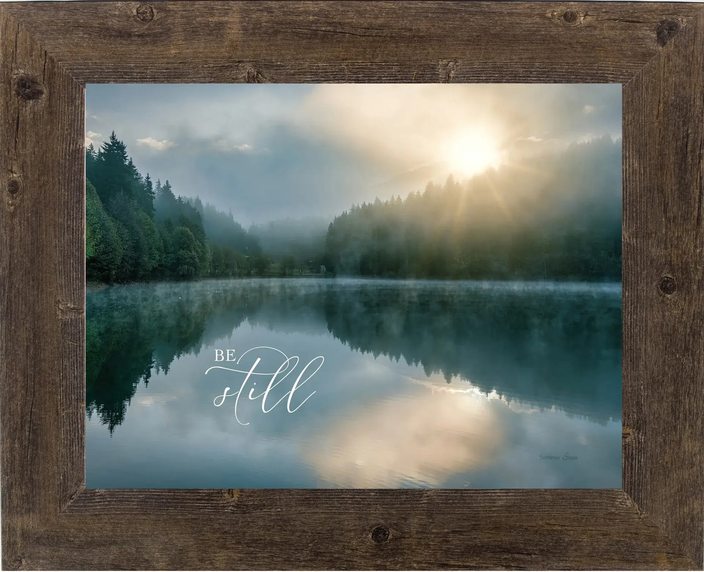 Be Still Religious Lake Mountains Framed Art Sign