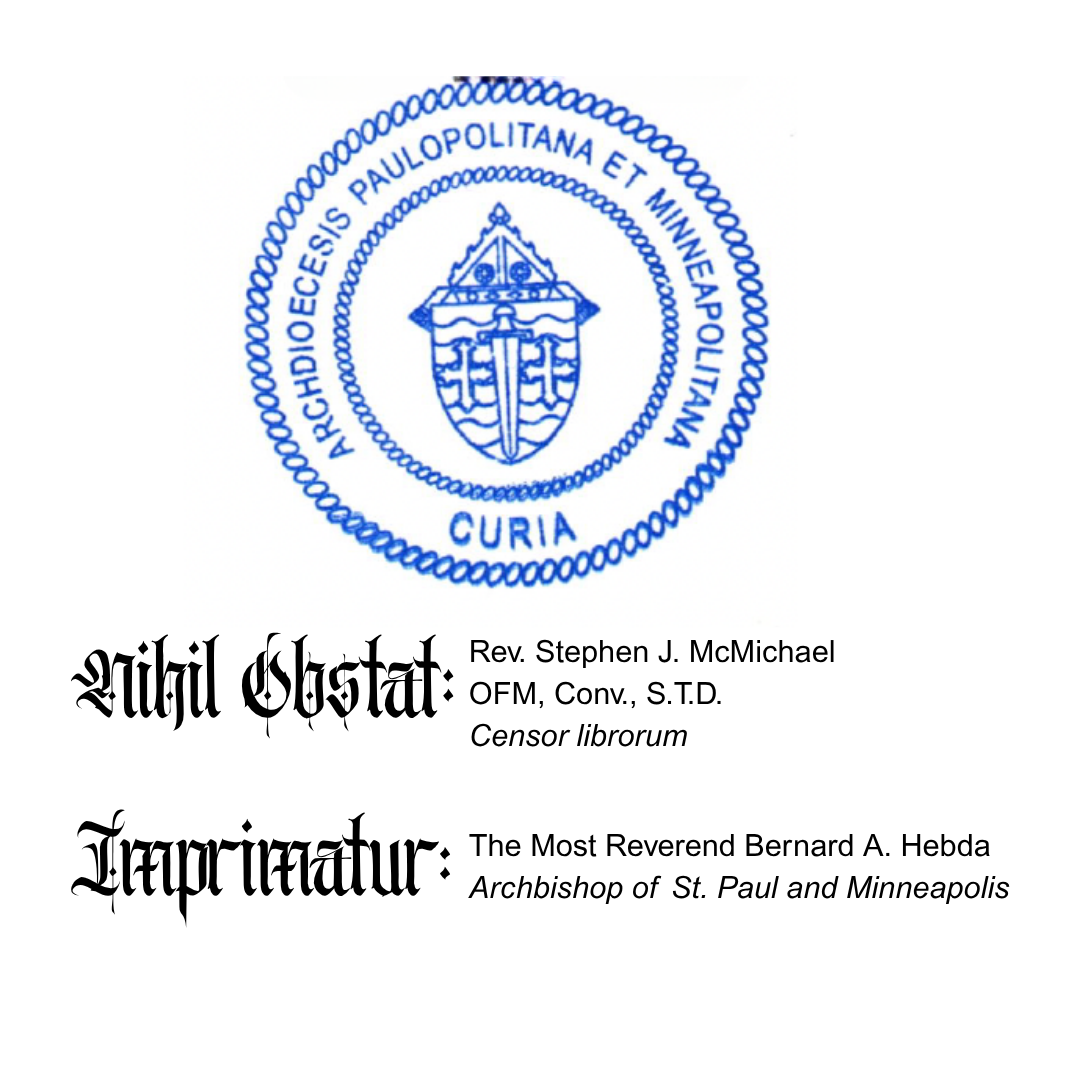 Seal of an archdiocese with text and a blue border on a white background