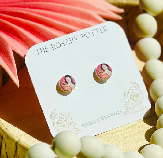 Saint Therese of Lisieux Polymer Clay Stud Earrings