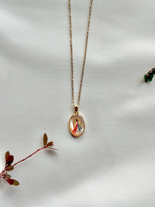 Dainty Jesus In Divine Mercy Necklace