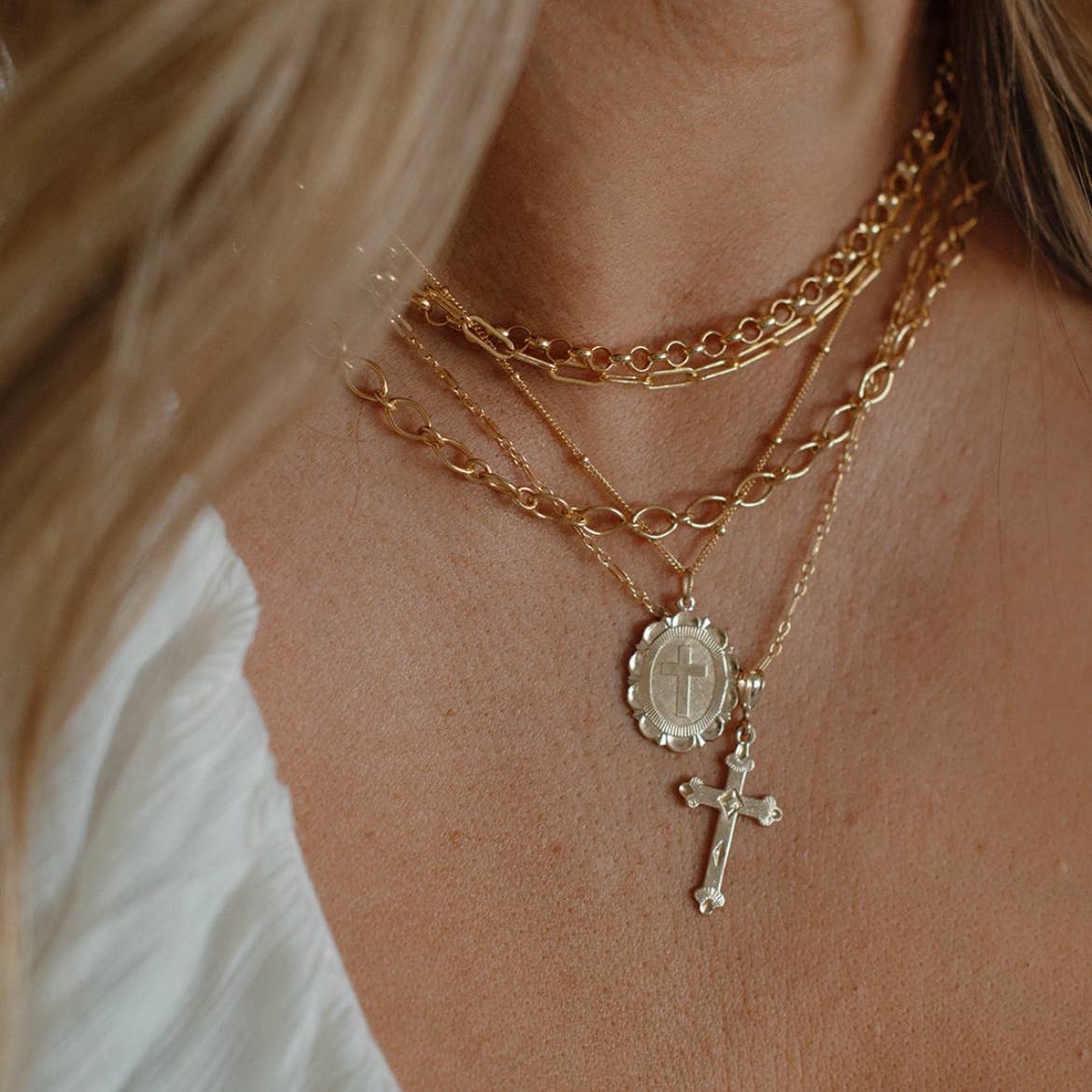 Faith Religious Cross Necklace Gold Filled Sterling Silver