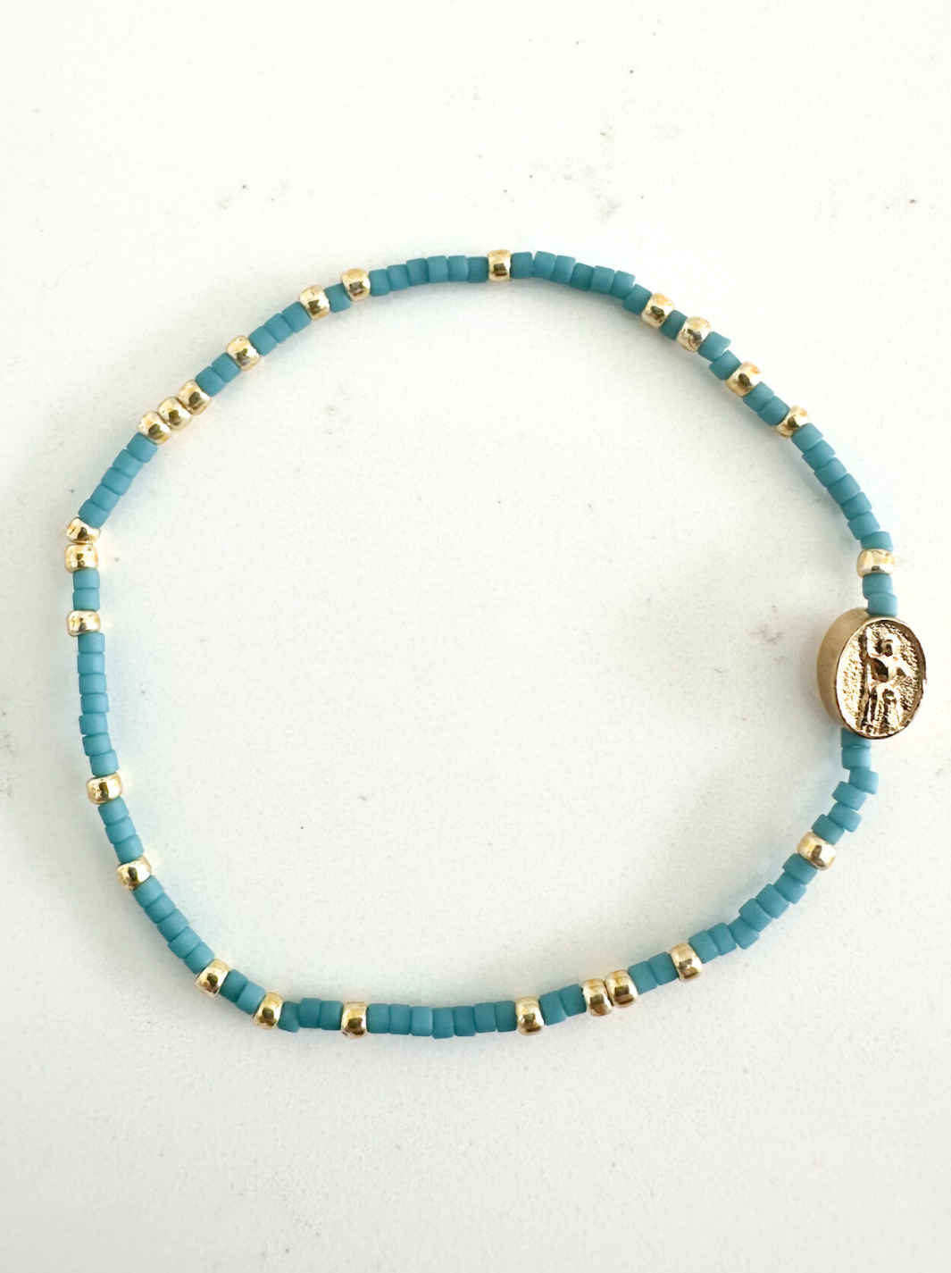St. Joan of Arc Bracelet: Courage Teal / Adult Luxe (7.5")