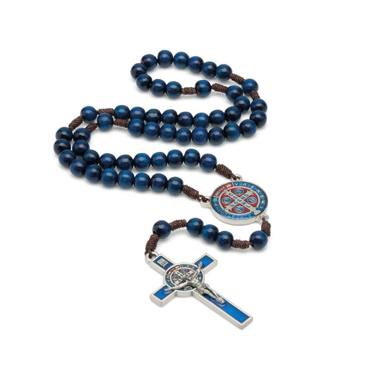 Rosary - St. Benedict Wooden (BLUE Resin)   20"