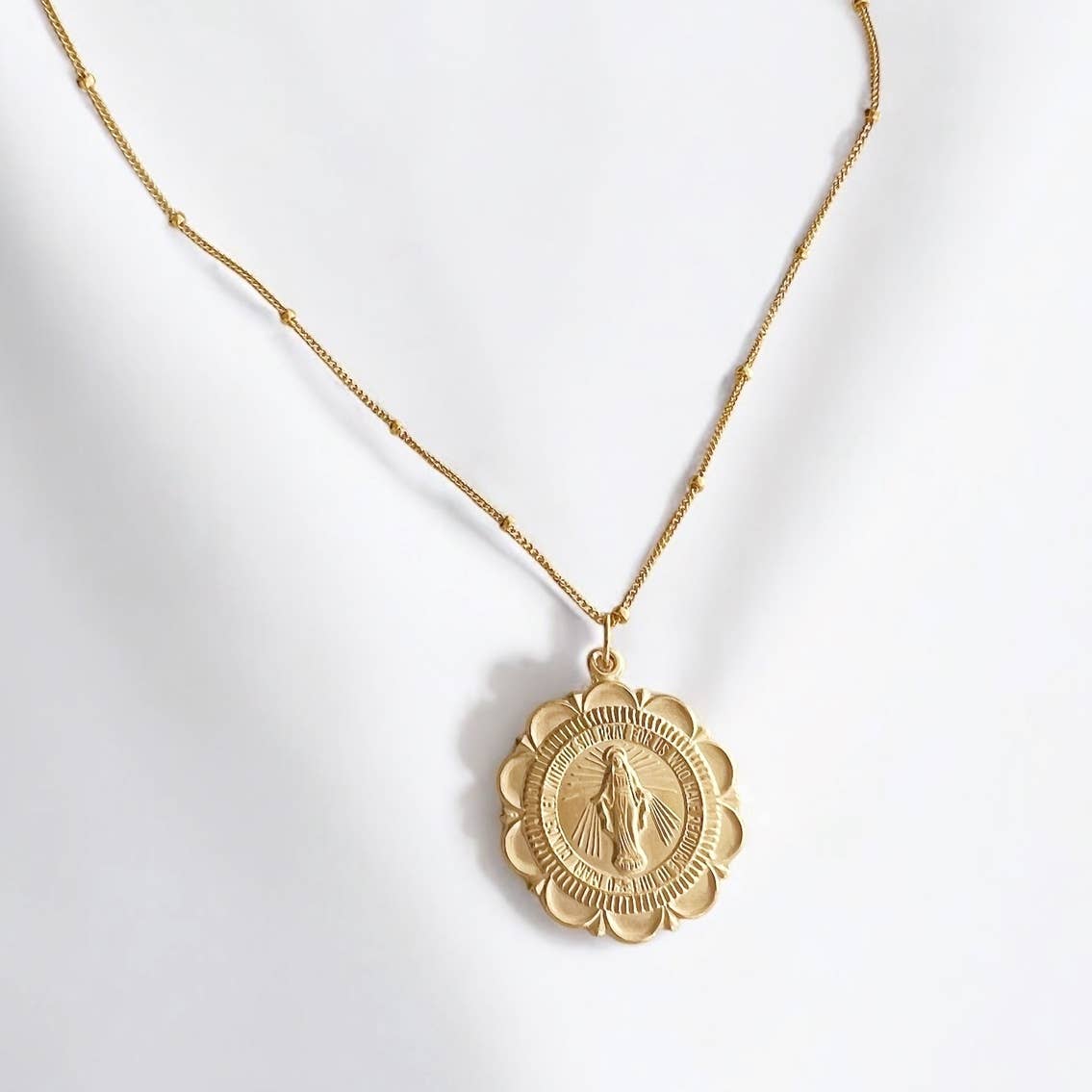 Virgin Mary Religious Necklace Catholic Gold Filled