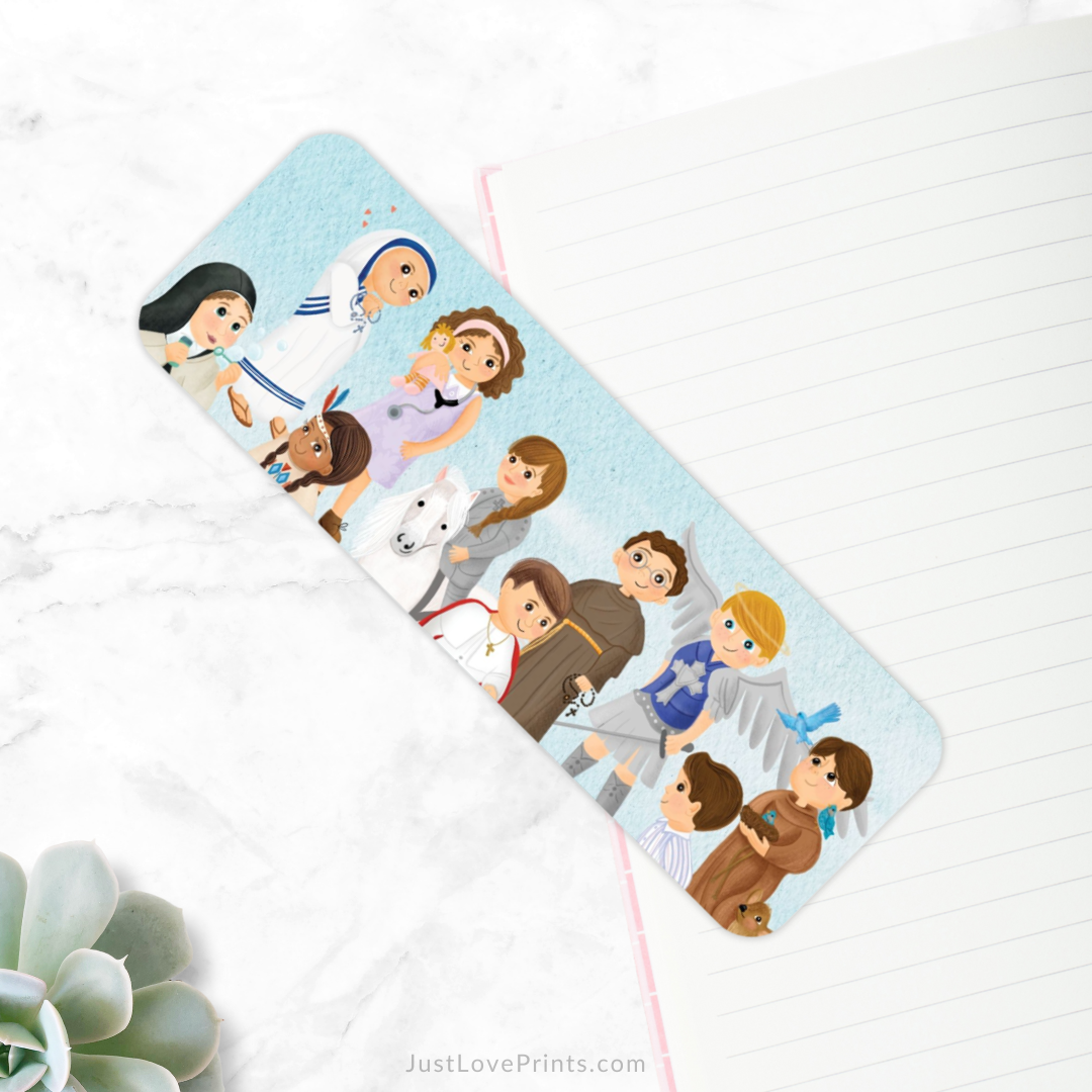 Children's book with illustrations of various characters on a white background