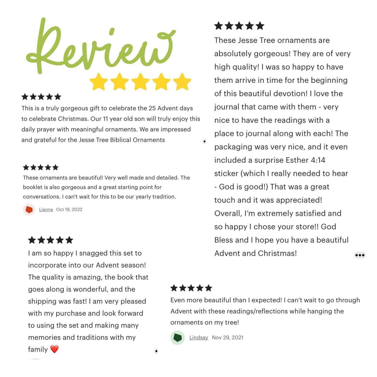 Jesse Tree Handmade Christmas Ornaments I Catholic Gift