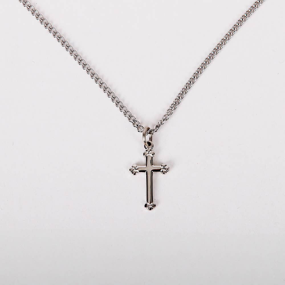 Necklace Cross Budded Sterling Silver 16-18"