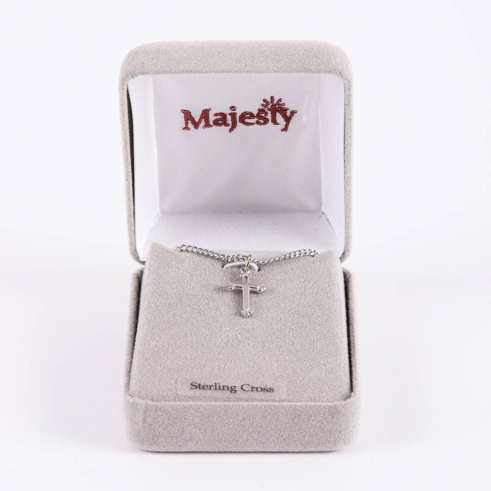 Necklace Cross Budded Sterling Silver 16-18"