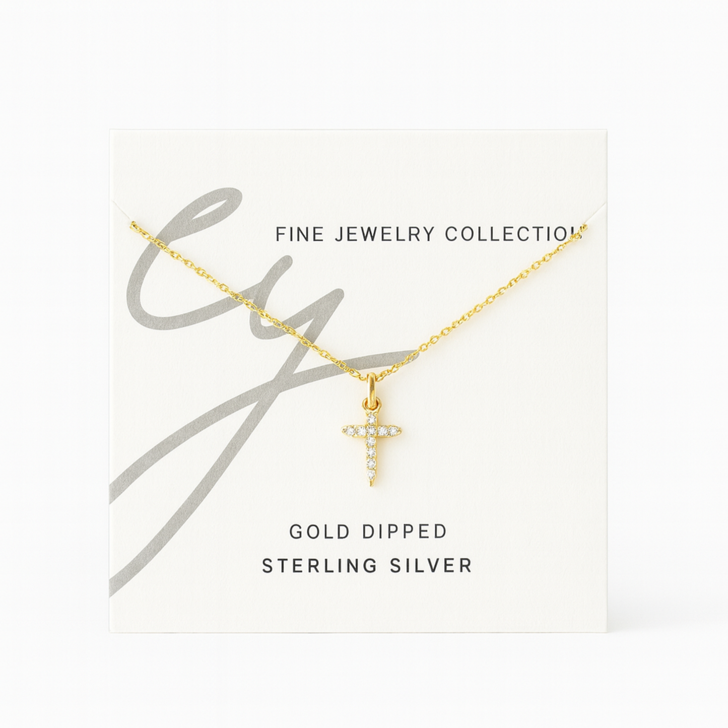 18K Gold Dipped Sterling Silver Dainty Cross Necklace