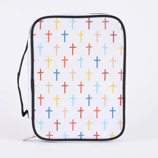 Canvas Bible Cover - Colorful Crosses - M