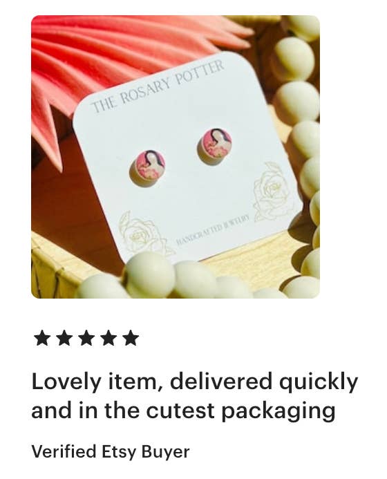 Saint Therese of Lisieux Polymer Clay Stud Earrings