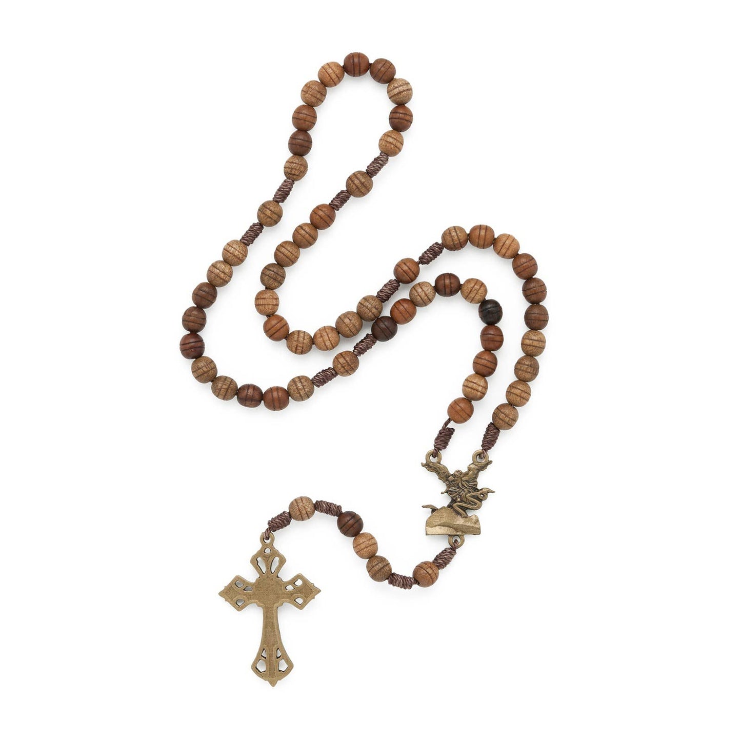 St. Michael Wooden Rosary   16”