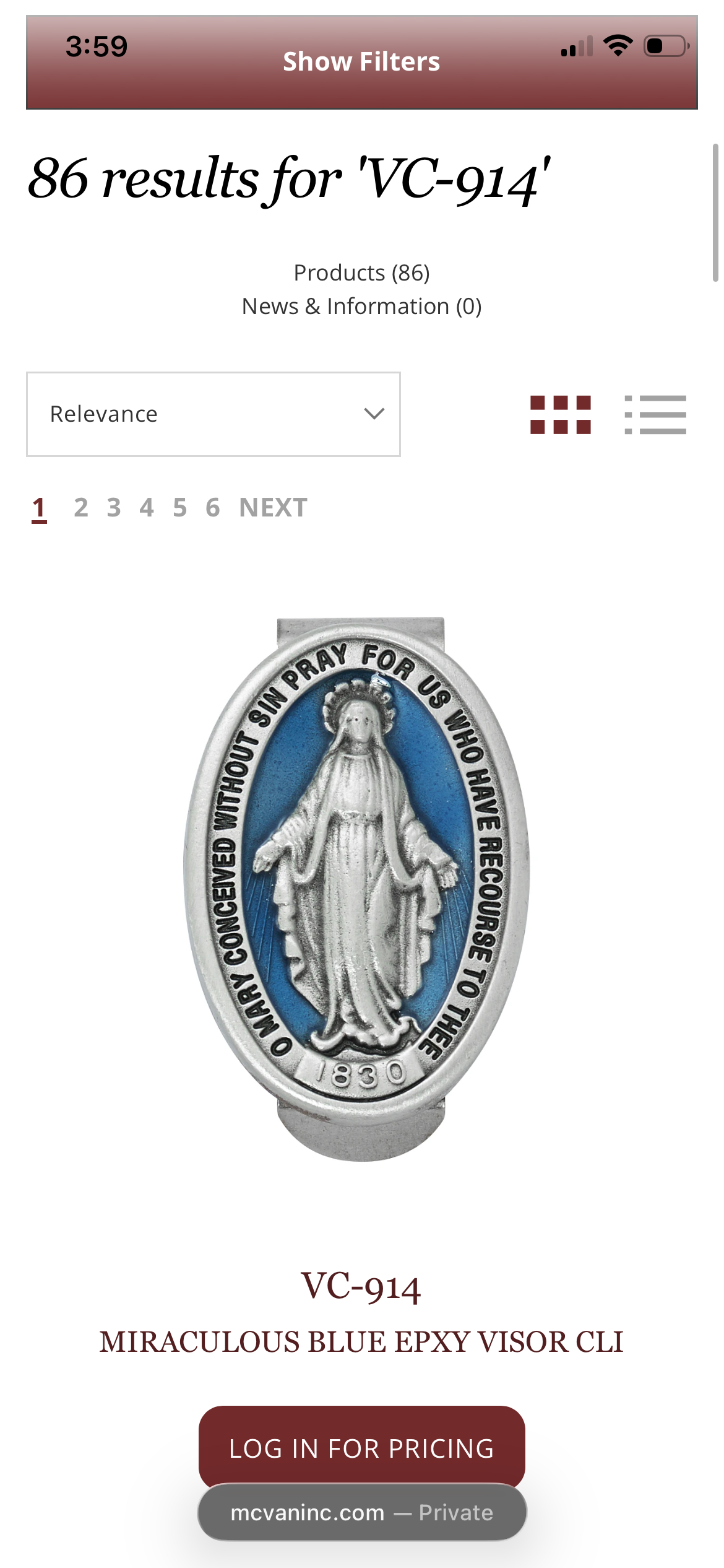 Miraculous Medal Visor Clip