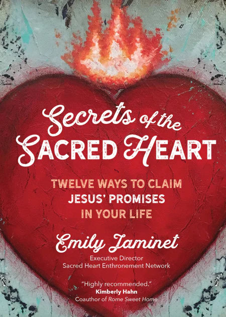 Book cover of 'Secrets of the Sacred Heart' with a red heart and flame design.