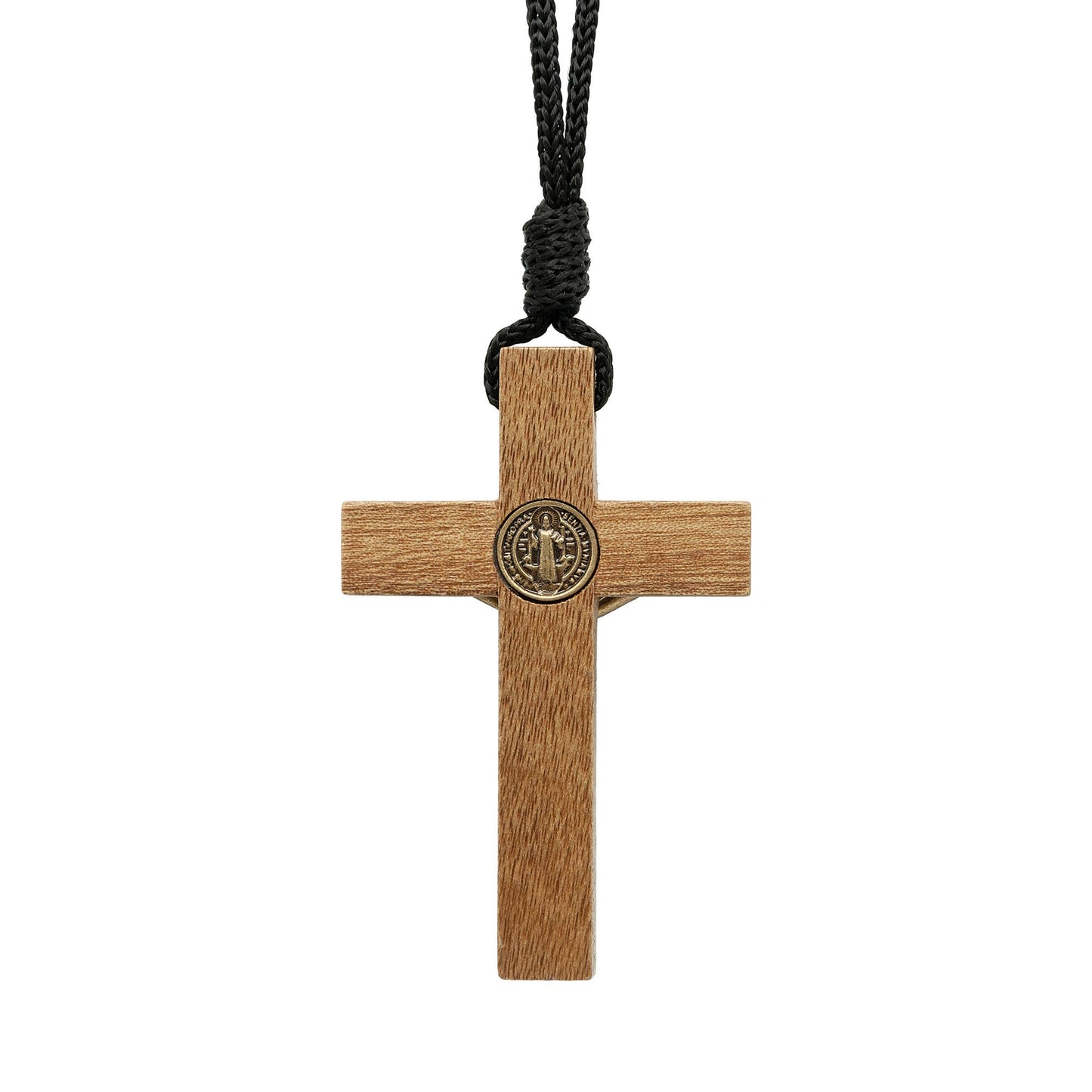 Necklace - St. Benedict Wooden Crucifix   2.75"